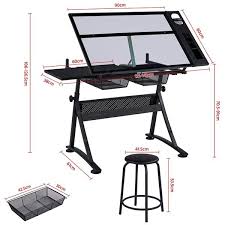 Adjustable Glass Drafting Table With 2