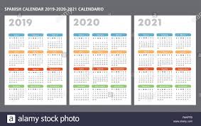 Spanish Calendar 2019 2020 2021 Vector Template Text Is