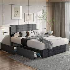Full Queen Size Platform Bed Frame With
