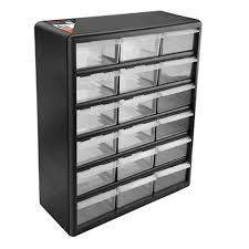 18 drawer plastic black storage cabinet