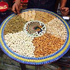 white marble revolving dry fruits tray