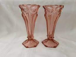 Art Deco Pink Glass Vases Rosice