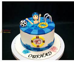 swimming theme birthday cake