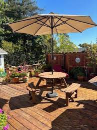 Wooden Patio Table With Umbrella