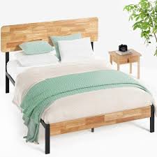 wood platform bed frame queen