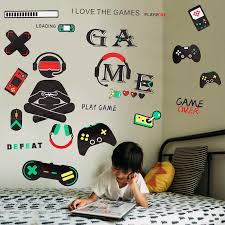 Collection by nerdy with children. Gaming Poster Room Decor For Kids Bedroom Playroom Stickers Game Over Wallpaper Video Controller Game Diy Wall Decal Removable Gamer Wall Sticker Buy On Zoodmall Gaming Poster Room Decor For Kids Bedroom