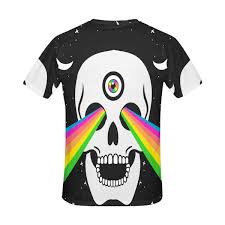 Interestprint Womens T Shirt Skull Rainbow Eyes Crew Neck
