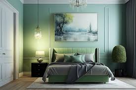 Modern Bedroom With Light Green Wall