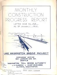 Monthly Construction Progress Report Lake Washington Bridge