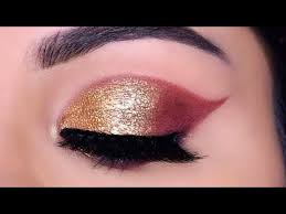 very easy gold glitter eye makeup for