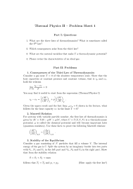 Thermal Physics Ii Problem Sheet 1