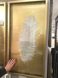 gold leaf shadow box large feather