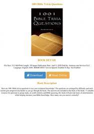 25 rows · 1001 bible trivia questions. Ebook 1001 Bible Trivia Questions Pre Order