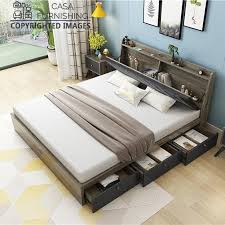 Storage Bed Wooden Upholstered Bed