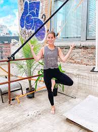socially distanced rooftop yoga