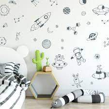 Space Doodles Wall Sticker Pack Grey