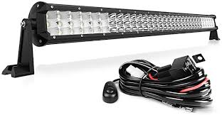 Amazon Com 32 Led Light Bar Tri Row Straight 29700lm 297w With Wiring Harness Spot Flood Combo Beam Off Road Driving Lights Compatible With Trucks Jeep Wrangler Utv Boats Fishing Hunting Automotive