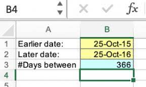 days between two dates using excel