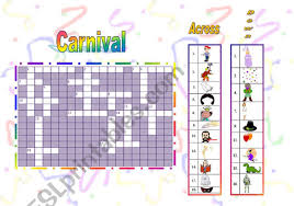 english worksheets carnival crossword