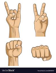 hand signs set white royalty free