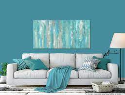large wall art teal home decor canvas