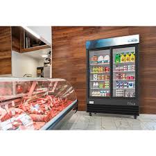 koolmore 53 in 45 cu ft commercial refrigerator merchandiser 2 gl door in black stainless steel