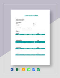 exercise schedule template 7 free