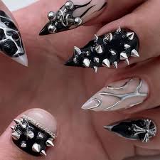 acrylic nails cone nail art studs