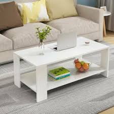2 Tier White Coffee Table Rectangle