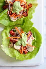 tuna lettuce wrap with avocado yogurt