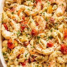 baked cream cheese pasta with shrimp