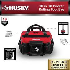 Husky 18 In 18 Pocket Rolling Tool Bag