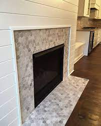 Hex Mosaic Tile Fireplace Surround