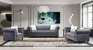 2 Pc Milan Grey Sofa Loveseat Set