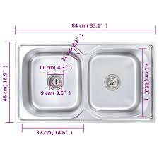 vidaxl kitchen sink double basin with