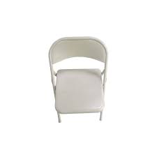 Beige Metal Stackable Folding Chairs