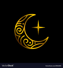 elegant crescent gold moon and star