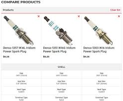 comparing denso part specifications