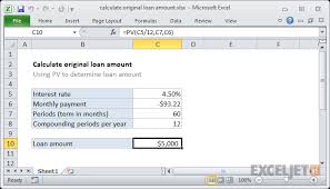 Excel Formula Calculate Original Loan Amount Exceljet