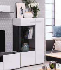 White Gloss And Black Short Display Cabinet