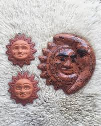 Vintage Ceramic Sun Moon Wall Hanging