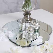 Round Mirror Candle Plate With Bevelled