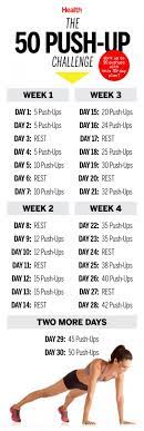 push up challenge 4 weeks to 50 push ups