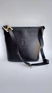 Fendi Bag Fendi Vintage Black Epi Leather Shoulder Bucket