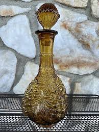 vintage italian glass decanter embossed