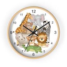 Safari Animals Nursery Wall Clock Baby