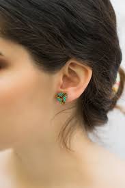 small triangle beaded stud earrings