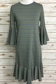 Details About New Lularoe Maurine Striped Ruffle Dress Small S Bell Sleeve
