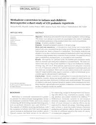 Pdf Methadone Conversion In Infants And Children