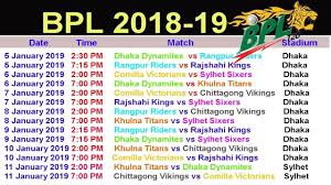Bpl Live 2019 Bangladesh Premier League Live Scores